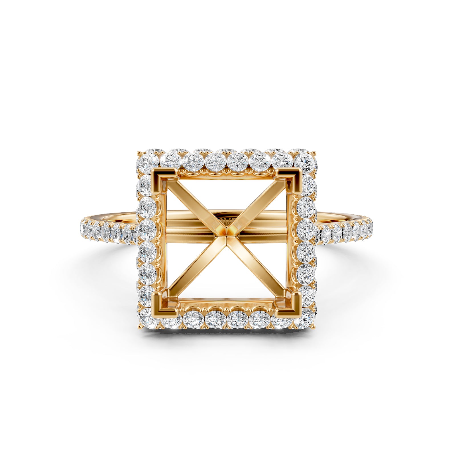 Double Halo Semi Mount Lab Grown Diamond Engagement Ring 0.53 Ct.